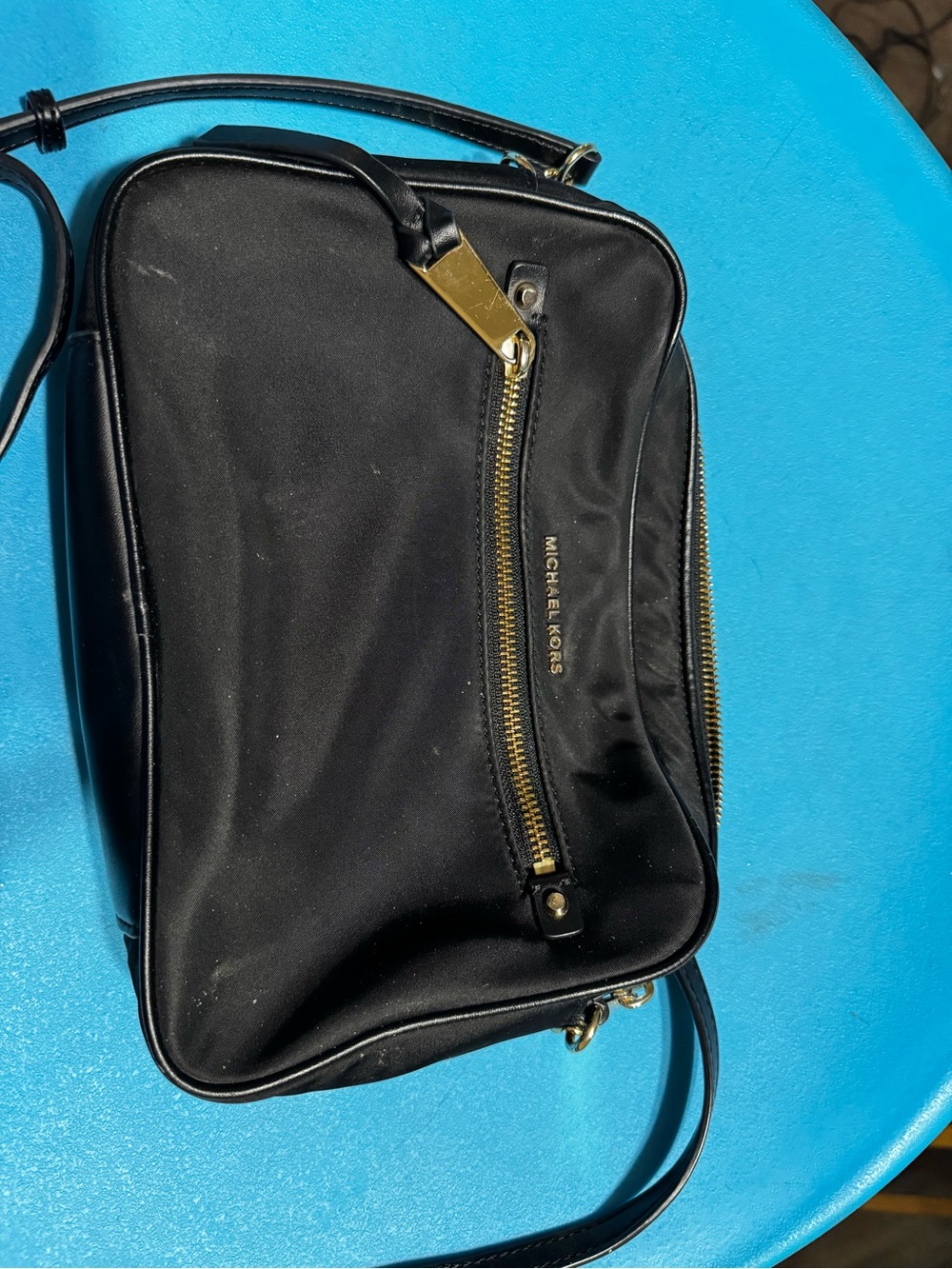 Michael Kors Black Nylon Crossbody with Gold Hardware